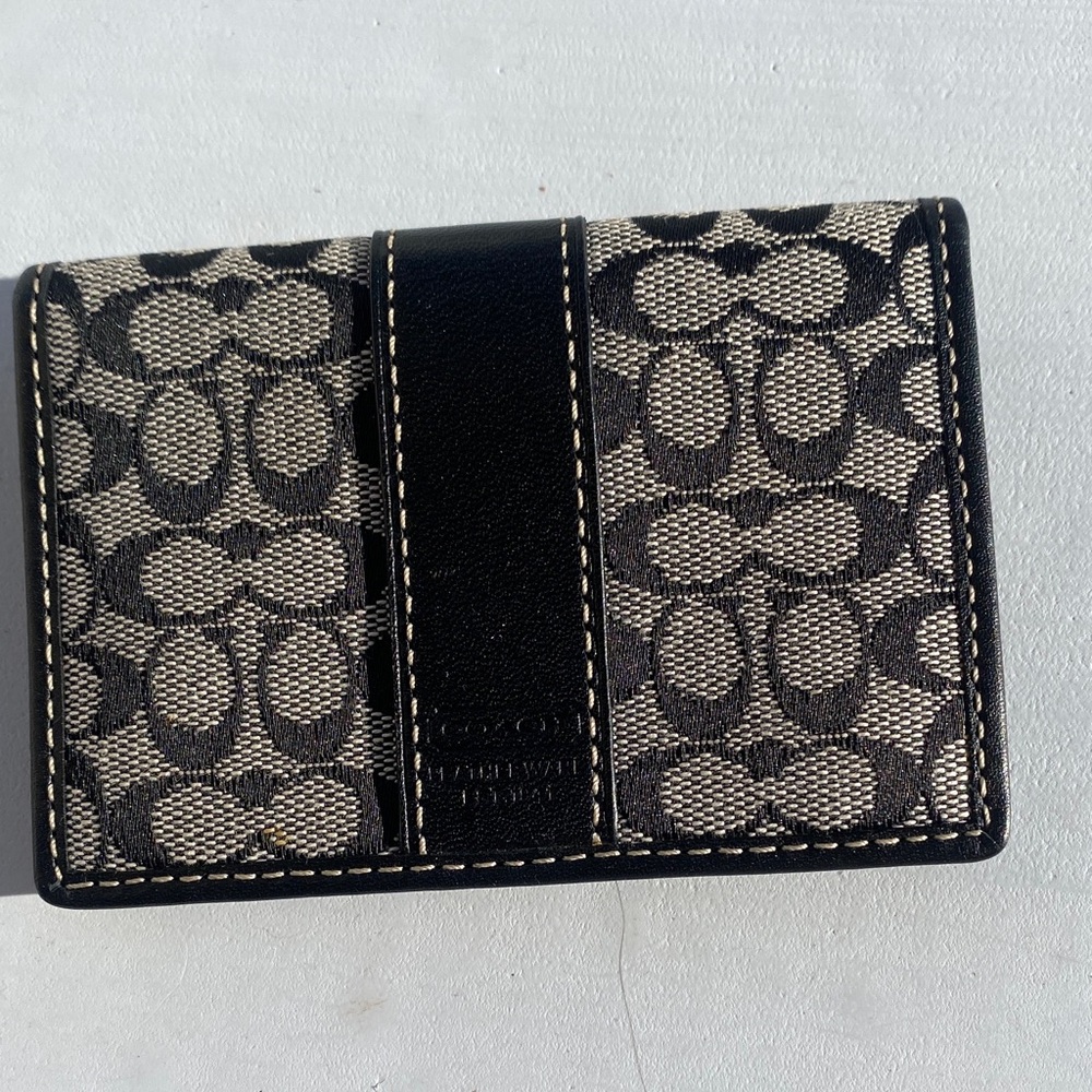 Coach Y2K leather and fabric black/grey signature 'C' wallet.
